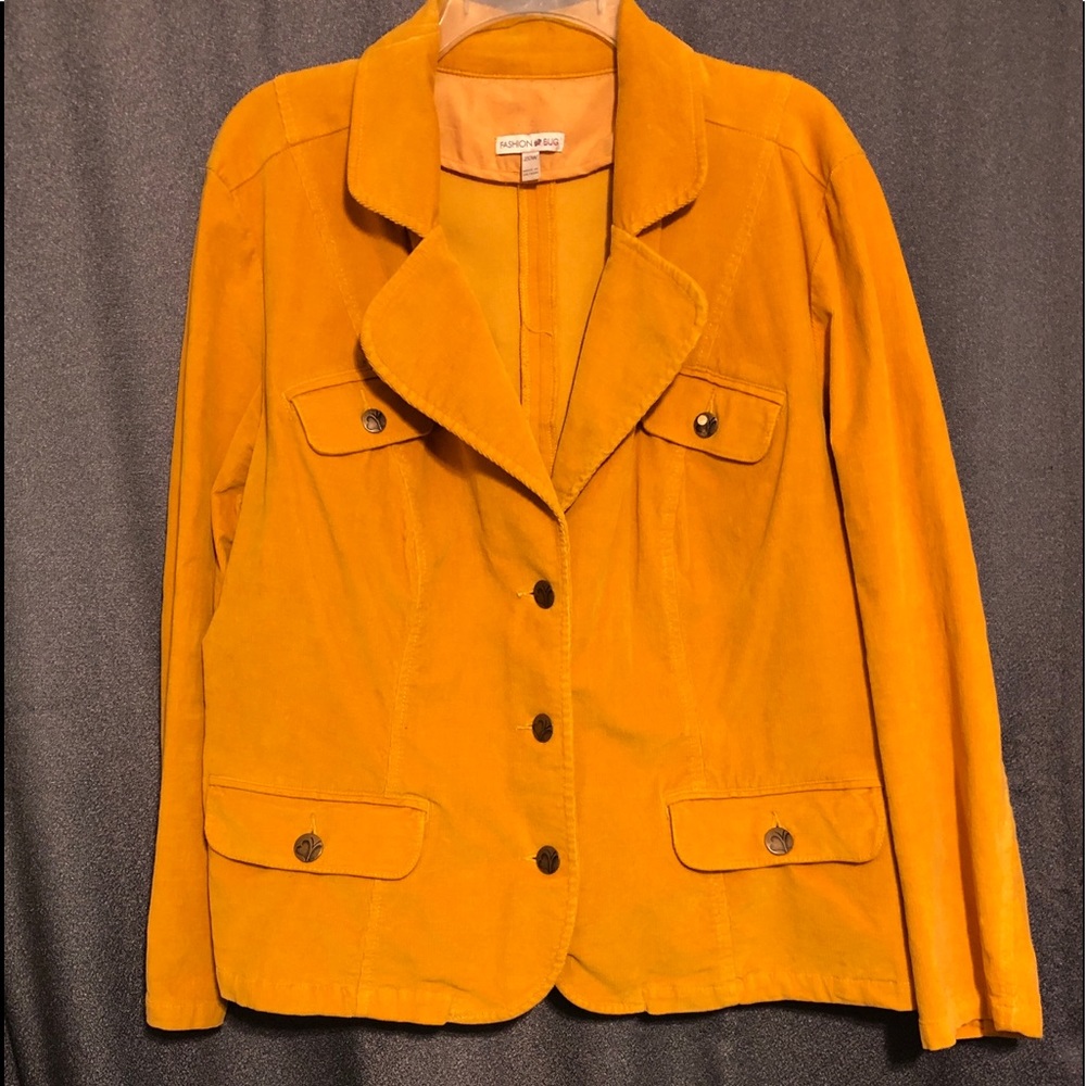 Plus Size Mustard-Colored Corduroy Blazer with Pockets, Fashion Bug, Size 20W